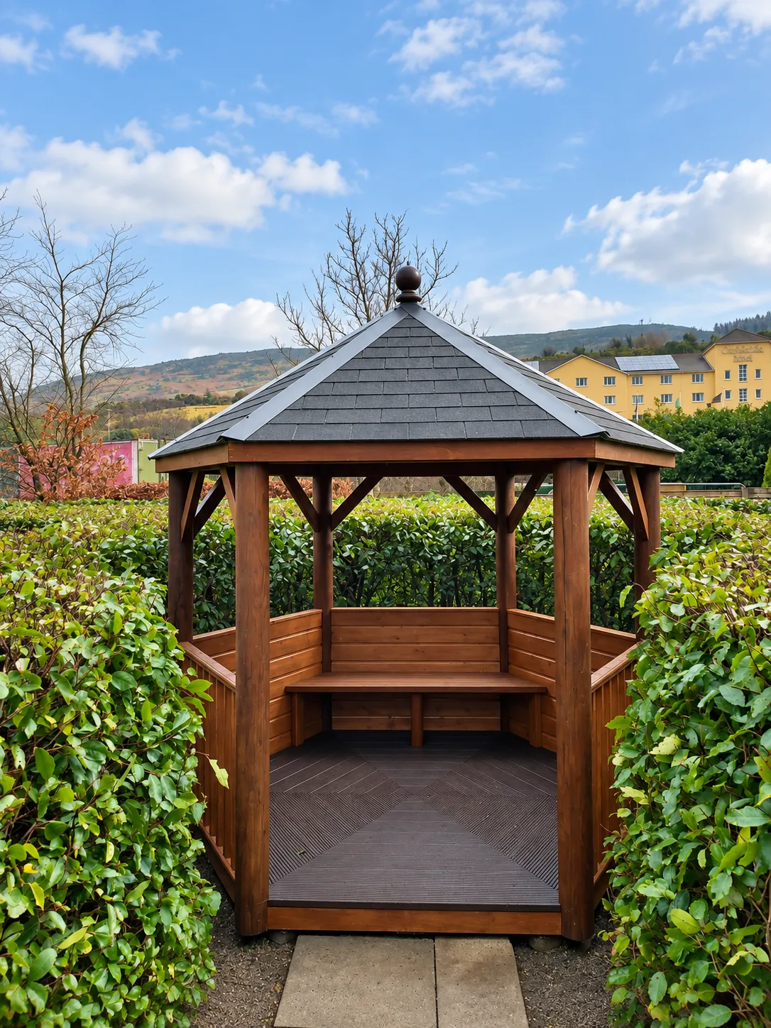 Hand-built timber garden pavilion